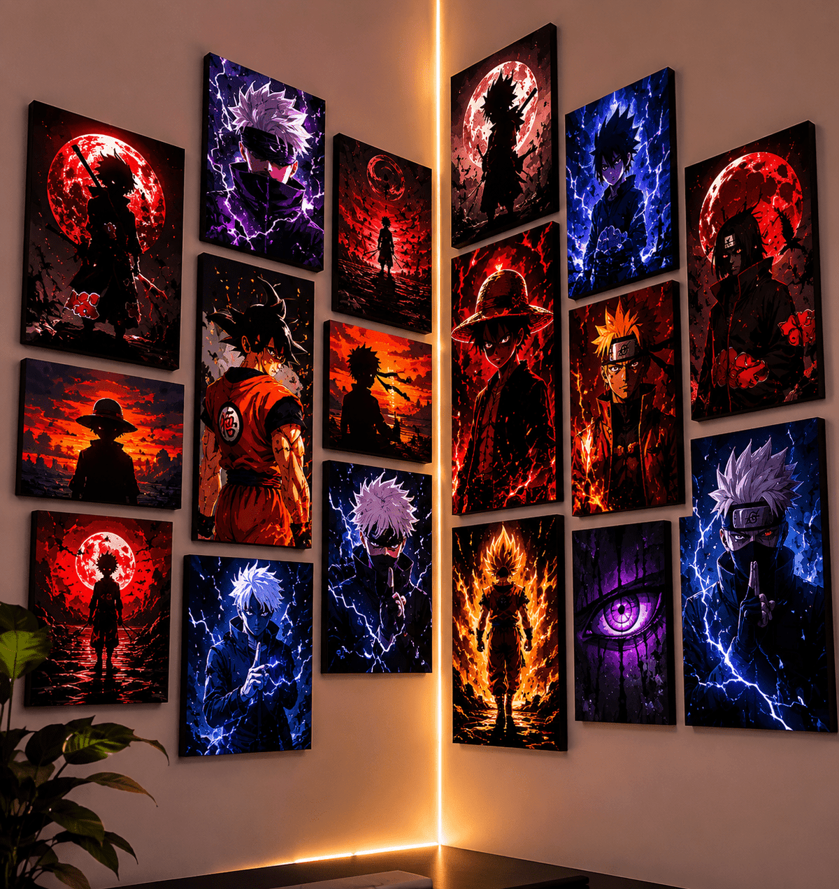 Set of 16 Anime Canvas stickers (4x6 INCH) - TRENDING WALL DECOR