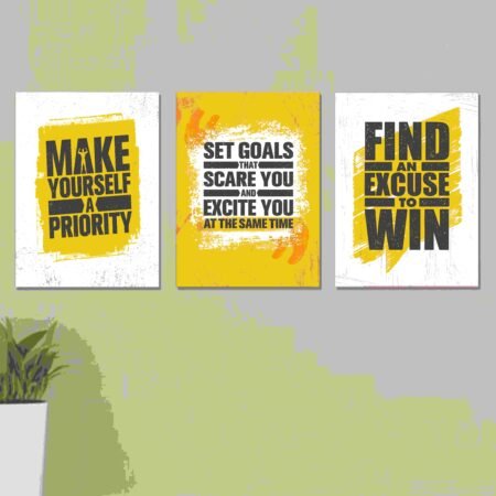 Set of 3 Motivational Sticky Wooden Canvas Frames – Inspirational Wall Décor - TRENDING WALL DECOR