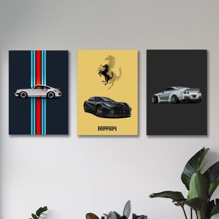 Set of 3 Sports Cars Wooden Frames (8×11 Inch) - TRENDING WALL DECOR