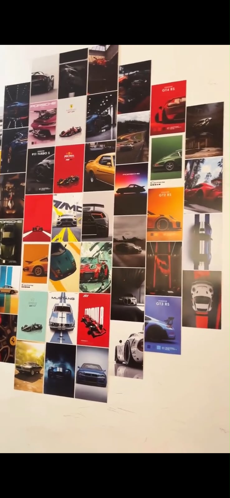 Set of 52 sports car posters (4x6 INCH) sticky photo tiles - TRENDING WALL DECOR