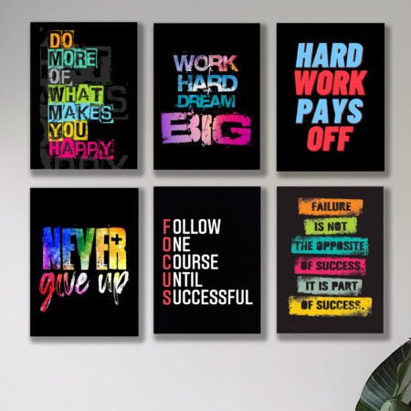set of 6 Motivational sticky canvas frames for wall decore / sticky phototiles - TRENDING WALL DECOR