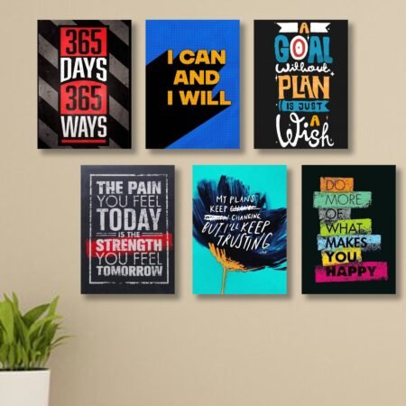 set of 6 Motivational sticky canvas frames for wall decore / sticky phototiles - TRENDING WALL DECOR