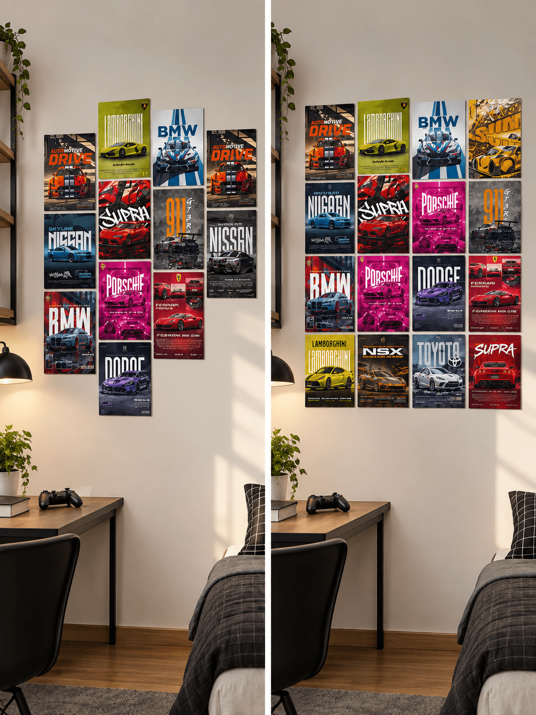 Set of Sports Cars Frames Posters - Sticky Photo Tiles - TRENDING WALL DECOR